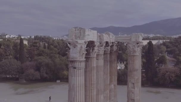 Atenas Grecia Circa 2018 Buen Plano Aéreo Drones Arquitectura Columnas — Vídeos de Stock