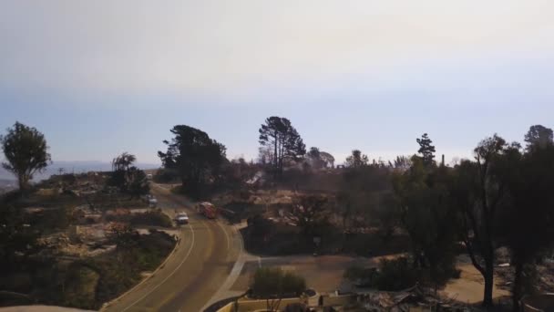 Casas Aéreas Sobre Laderas Destruidas Por Incendio Ventura California Tras — Vídeo de stock