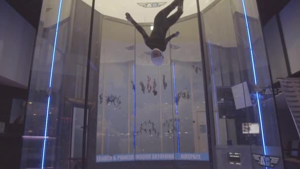 Circa 2018 Indoor Wind Tunnel Skydiving Futuristic Action Adventure Sport — Stock video