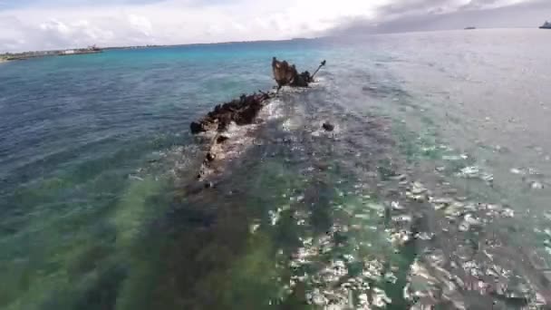 Vzduch Nad Rezavým Vrakem Lodi Přístavu Tuvalu — Stock video