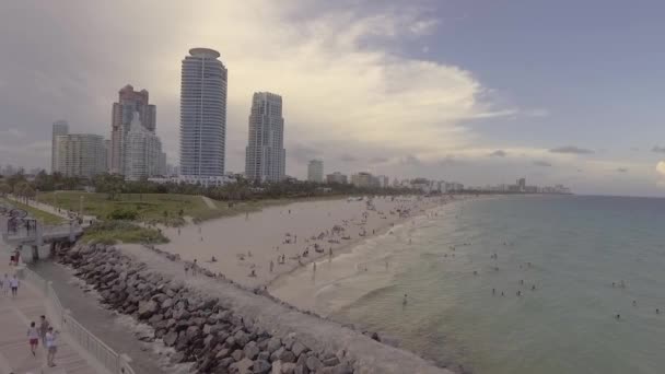 Miami Florida Circa 2018 Aerial Miami Florida Molo Con Spiagge Clip Video