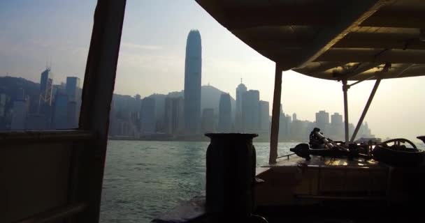 Établissement Tir Ferry Révèle Hong Kong Port Skyline Avec Des — Video