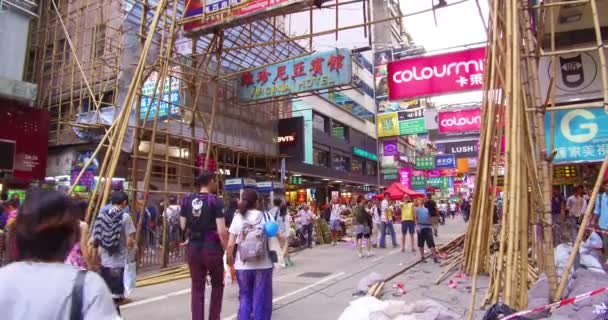 Häll Upp Från Upptagen Kommersiell Distrikt Hongkong Kina För Att — Stockvideo