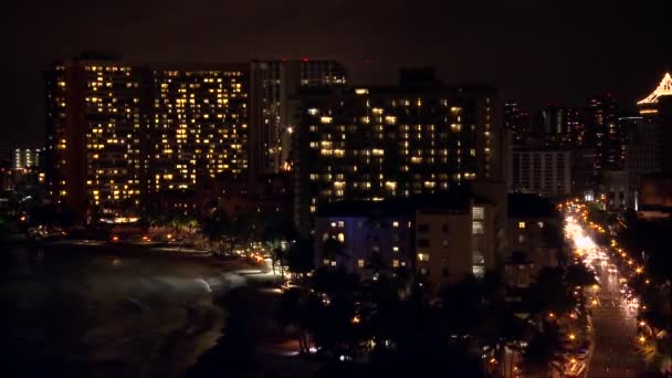 Czas Upłynął Strzał Honolulu Nocy — Wideo stockowe
