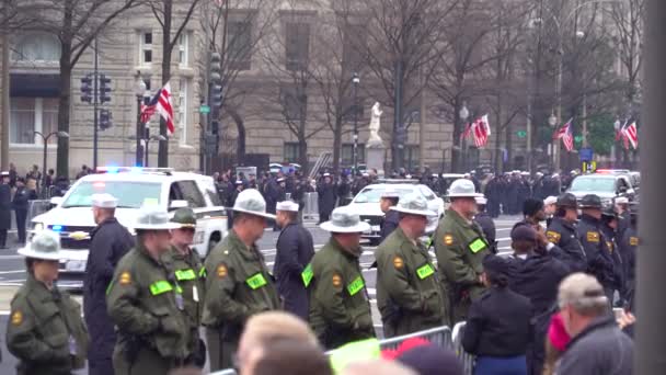 Motorcade Presidencial Donald Trump Move Através Washington Durante Inauguração — Vídeo de Stock