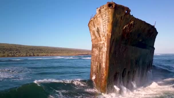 Bella Aerea Sopra Naufragio Kaiolohia Sull Isola Hawaii Lanai — Video Stock