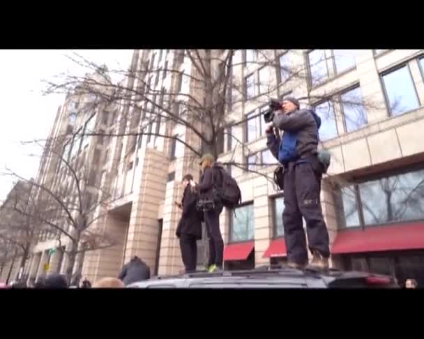 Violence Erupts Donald Trump Inauguration Washington — Stock Video