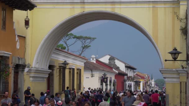 Rušné Přeplněné Ulice Antigua Guatemala — Stock video