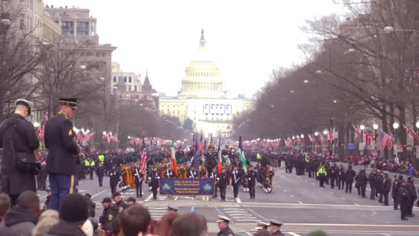 Marine Corps Marching Band Walks Washington Presidential Inauguration — Stock Video