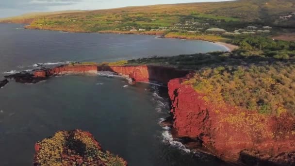 Uma Antena Sobrevoo Manele Point Ilha Havaiana Lanai — Vídeo de Stock
