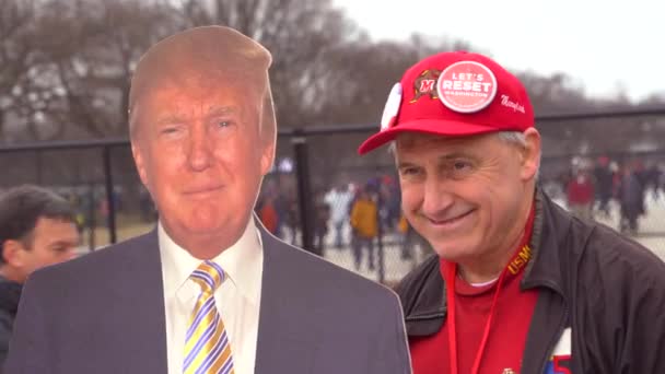 Donald Trump Supporters Make America Great Again Hats Pose Camera — Stock Video