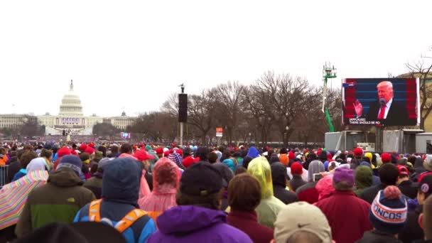 Folkmassor Titta Donald Trump Invigning Som President Usa — Stockvideo