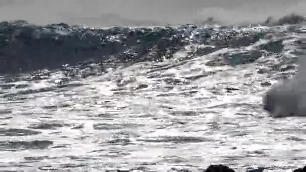 蓝色的波浪卷进夏威夷海岸 — 图库视频影像
