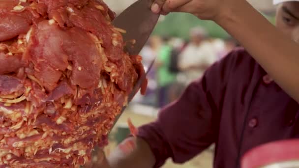 Makanan Disiapkan Pasar Warung Jalan Guatemala — Stok Video