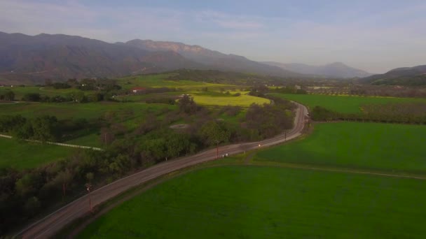 Aérienne Dessus Des Fermes Des Champs Agricoles Vallée Ojai Californie — Video