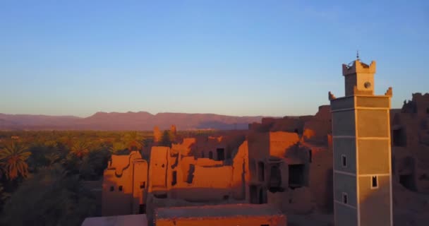 Krásný Vzduch Nad Kasbah Palác Poušti Maroku — Stock video
