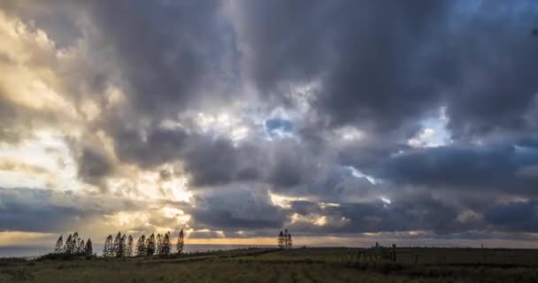 Gorgeous Tropical Clouds Move Timelapse Horizon Hawaiian Island Molokai — Stock Video