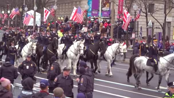 Группа Морской Пехоты Марширует Вашингтону Время Инаугурации Президента — стоковое видео