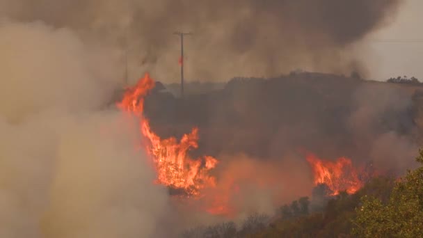 2019 Während Des Höhlenbrandes Santa Barbara Brennt Den Hängen Südkaliforniens — Stockvideo