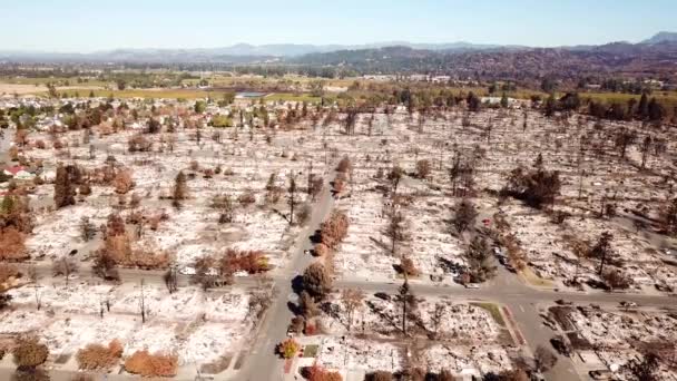 Chocante Antena Devastação 2017 Santa Rosa Tubbs Incêndio Desastre Que — Vídeo de Stock