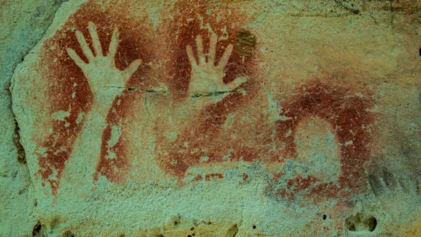 Изумительное Искусство Наскальных Рисунков Аборигенов Ущелье Карнарвон Западной Австралии — стоковое видео
