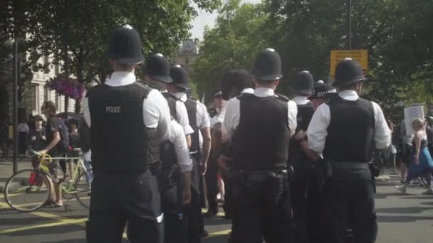 2018 Anglická Policie Dívá Jak Ulicích Londýna Shromažďují Davy Demonstrantů — Stock video