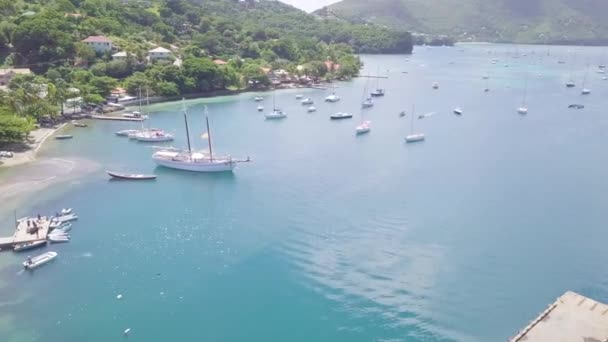 Luftaufnahme Der Karibik Insel Vincent Mit Einem Schönen Regenbogen Der — Stockvideo