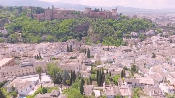 Aérien Grenade Espagne Forteresse Village Ville — Video