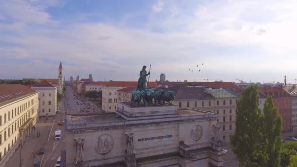 Très Bonne Antenne Dessus Arche Victoire Siegestor Munich Bavière Allemagne — Video