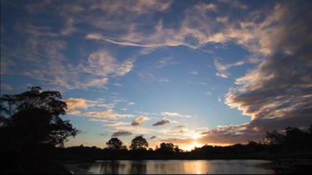 Pôr Sol Anoitecer Sobre Lago Warwick Queensland Austrália — Vídeo de Stock