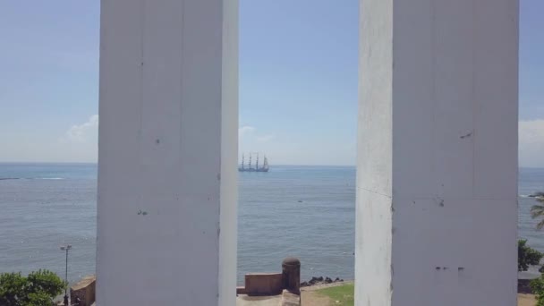 Aéreo Sobre Estátua Oceano Santo Domingo República Dominicana — Vídeo de Stock