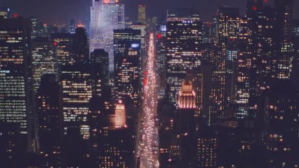 1992 Ночной Полет Манхэттена Над Нью Йорком — стоковое видео