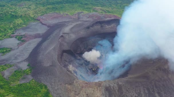 2019 Stunning Dramatic Aerial Yasur Volcano Volcanic Eruption Lava Tanna — Stock Video