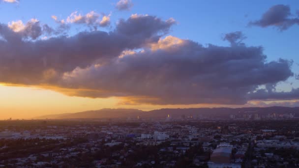 Sonnenuntergang Hinter Los Angeles Kalifornien — Stockvideo