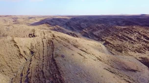Aerial Rugged Desert Landscape Unique Geology Namibia Africa — Stock Video