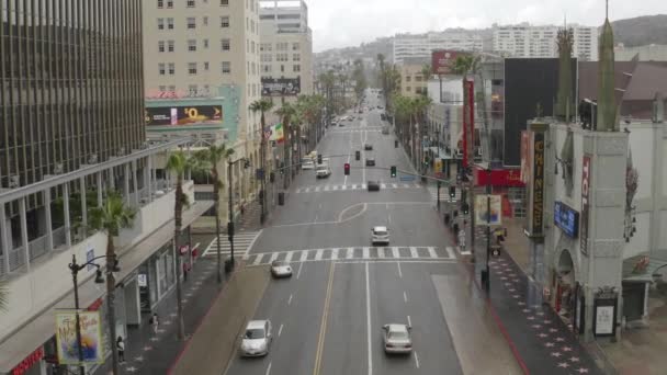 2020 Антенна Улиц Голливуда Лос Анджелеса Заброшена Пуста Время Вспышки — стоковое видео