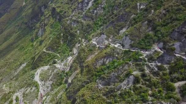 Escalera Aérea Quilotoa Ecuador Caldera Cordillera Los Andes — Vídeos de Stock