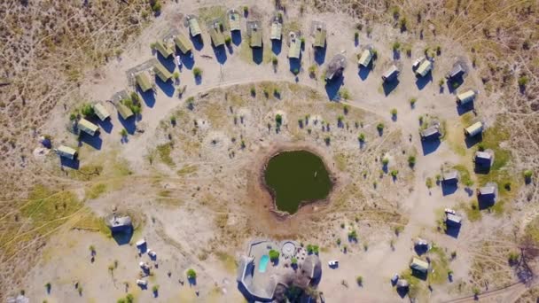 Гарна Повітряна Куля Над Сафарі Височіє Над Водою Національному Парку — стокове відео