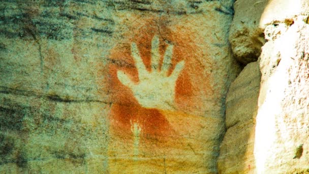 Καταπληκτική Τέχνη Σπήλαιο Ιθαγενών Στο Φαράγγι Carnarvon Στη Δυτική Αυστραλία — Αρχείο Βίντεο