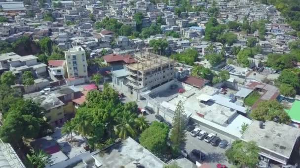 Úžasný Vzduch Nad Slumy Favela Chudinská Města Okrese Cite Soleil — Stock video