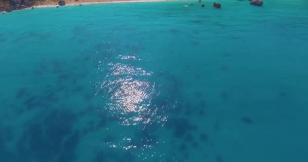 Aerea Belle Acque Blu Del Mediterraneo Rivela Isola Greca Lefkada — Video Stock