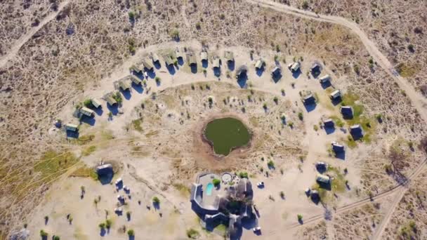 Nice Aerial Safari Lodge Watering Hole Chobe National Park Botswana — Vídeo de Stock