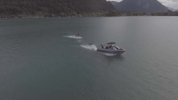 Buena Antena Esquí Acuático Wakeboard Alke Interlaken Suiza — Vídeo de stock