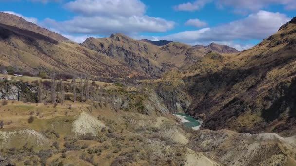 2019 Aérea Sobre Valle Del Río Shotover Cerca Queenstown Nueva — Vídeo de stock