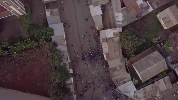 Luchtfoto Rellen Rellen Kibera Sloppenwijk Van Nairobi Tijdens Controversiële Verkiezingen — Stockvideo