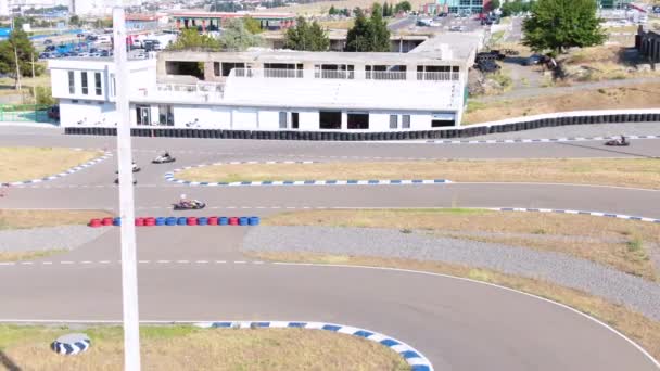 2019 Carrinhos Aéreos Pilotos Uma Pista Corrida República Geórgia — Vídeo de Stock