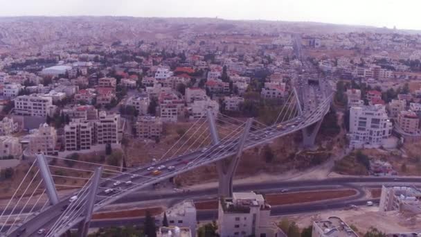 2019 High Aerial City Amman Jordan Abdoun Bridge Vehicle Traffic — Stock Video