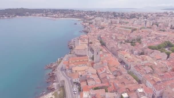 Fransa Nın Nice Şehrinde Havadan Çekim Yapılıyor — Stok video