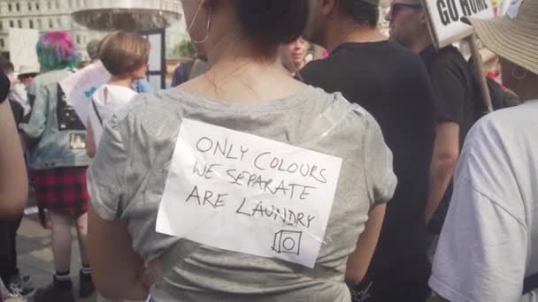 2018 Een Demonstrant Draagt Een Bord Met Tekst Only Colors — Stockvideo