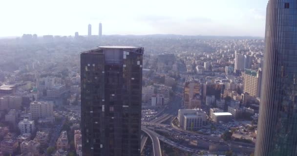 2019 Légi Felvétel Amman Felett Jordánia Belvárosi Üzleti Negyedében Felhőkarcolók — Stock videók